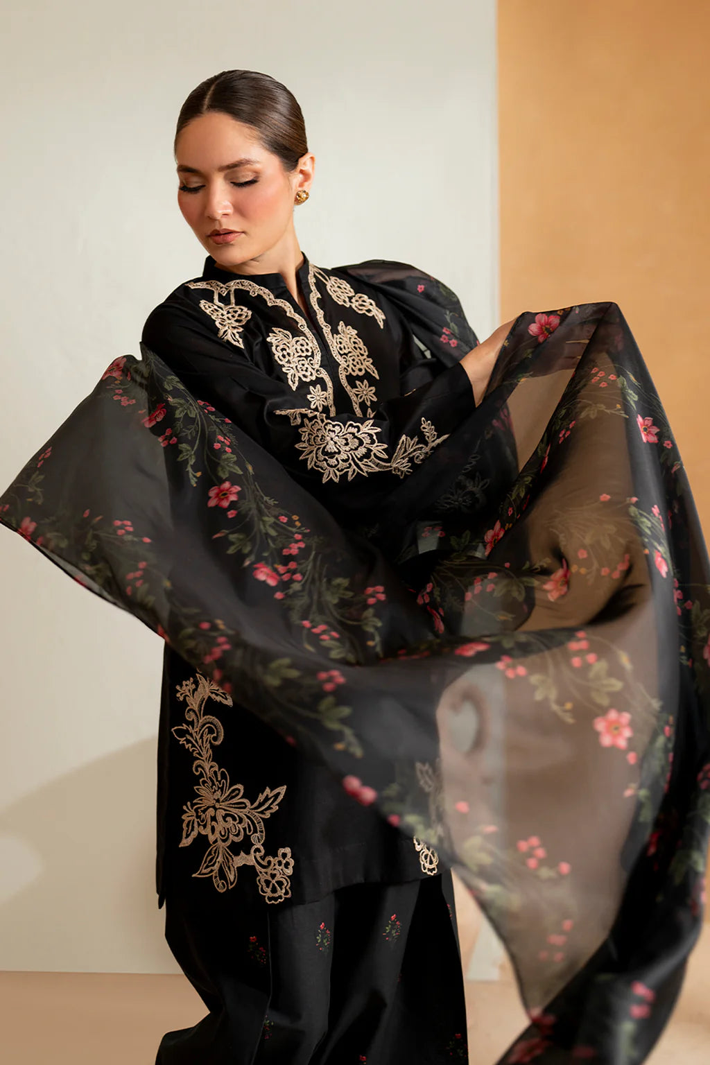 BLACK BIRD 3 PIECE EMBROIDERY